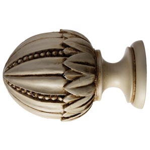 Pomegranate Finial- Antiqued White- 35mm