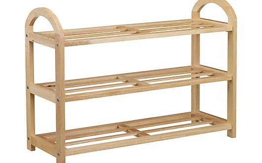 John Lewis Rubberwood Shoe Rack, 3 Tier