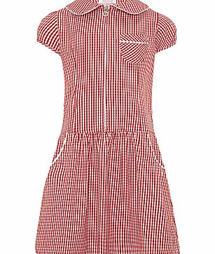John Lewis School Gingham A-Line Summer Dress, Red