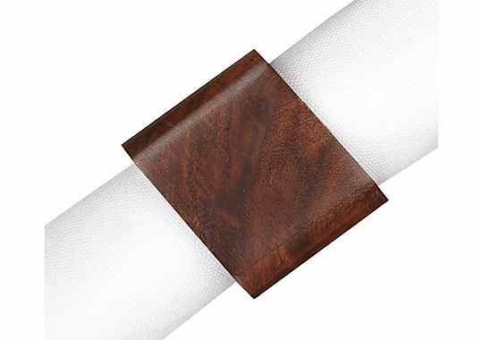 John Lewis Square Wood Napkin Rings, Set of 4