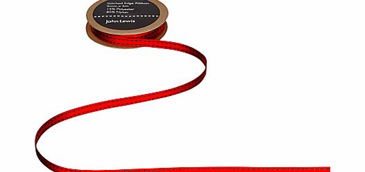 John Lewis Stitched Edge Ribbon, Red/Green