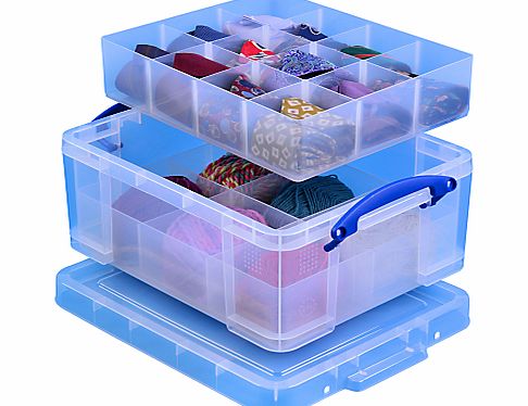 John Lewis Storage Box with 2 Trays, 21 Litres