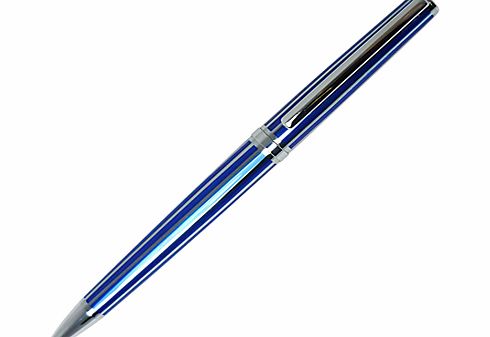 John Lewis Stripe Ballpoint Pen, Matt Blue/Chrome