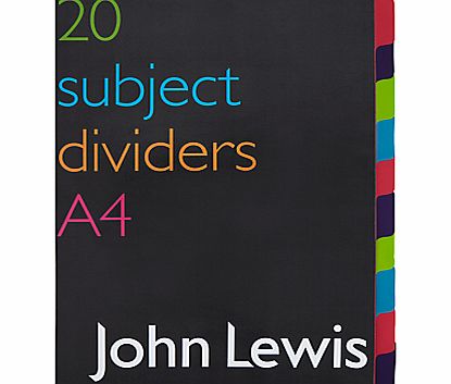 John Lewis Subject Dividers, A4, Pack of 20
