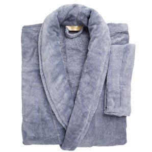 John Lewis Velour Unisex Bathrobe, Storm, Large, 101cm - 107cm, 40in - 42in