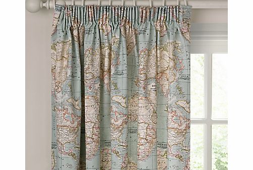 John Lewis World Map Lined Pencil Pleat Curtains