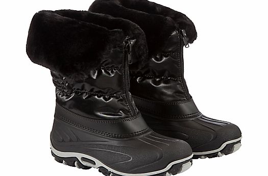 John Lewis Zip Snow Boots, Black