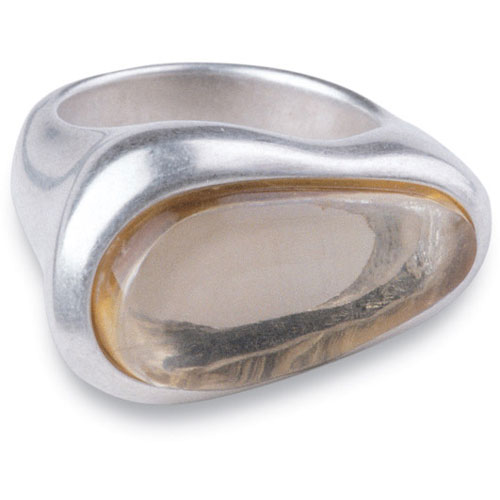 Large Pebble Ring Set with Real Citrine In Silver by John Rocha