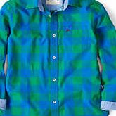 Johnnie  b Laundered Shirt, Blue Green Gingham 34584649