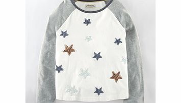 Long Sleeve Graphic T-shirt, Ecru/Stars,Grey