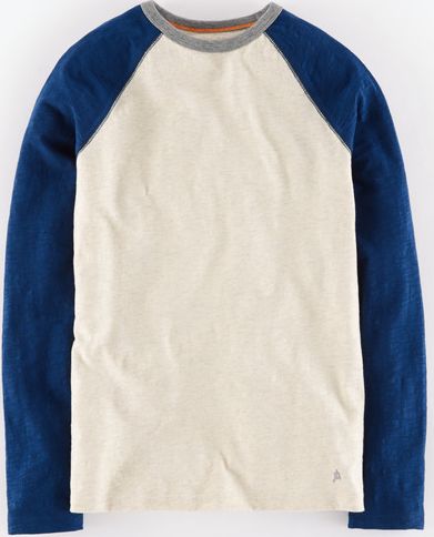 Johnnie  b, 1669[^]34927897 Raglan T-shirt Oatmeal Marl/Cadet Blue Johnnie