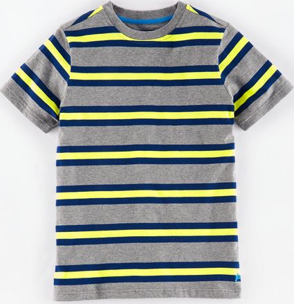 Johnnie  b, 1669[^]34925255 Retro Stripe T-shirt Grey Marl/Acid Yellow