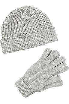 Cashmere hat and glove set
