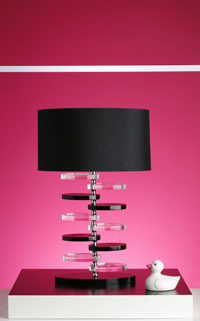 Modern Black And Clear Acrylic Table Lamp With Rectangular Black Silk Fabric Shade
