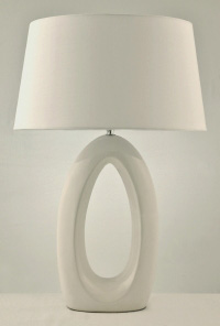 Modern White Ceramic Table Lamp With Rectangular White Cotton Fabric Shade