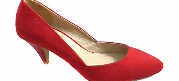 JOLIE PARADIS LADIES SUEDE LOW-MID KITTEN HEEL STYLE MARY JANE COURT PARTY FORMAL WEDDING WOMENS SHOES (UK 5 / EU 38, Red)