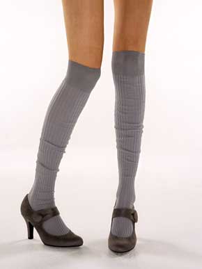 Ladies 1 Pair Jonathan Aston Plain Rib Over The Knee Sock In 3 Colours Light Grey