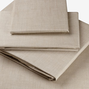 Linen Look Cotton Flat Sheet- Double- Stone