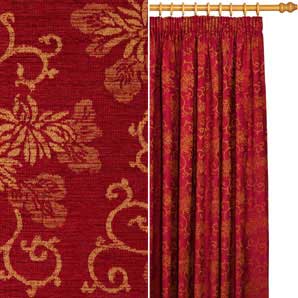 Jonelle Ravenna Pencil Pleat Curtains- Red- W182cm x D228cm