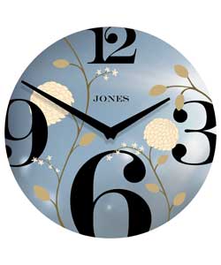 jones Eva Mirror Wall Clock with Flower Design