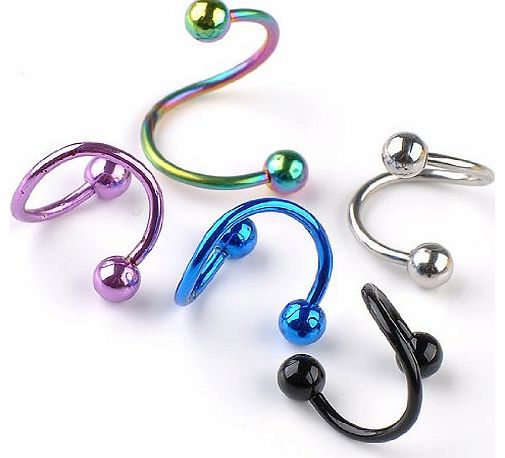 10pcs 5g Twister Eyebrow Barbell Stud Ear Ring Piercing Mix-color Stainless Steel