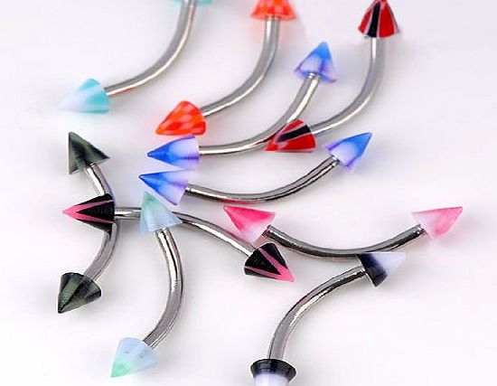 Jovivi 20pc 16G Mixed Colorful UV Spike Barbell Bars Eyebrow Rings Studs body Piercing