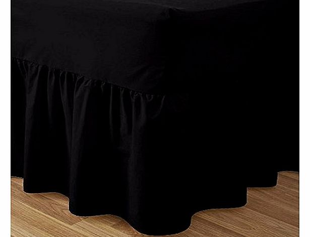 Love2Sleep 50:50 POLY COTTON : COTTON RICH QUALITY BLACK VALANCE SHEET - DOUBLE BED SIZE