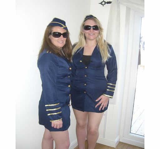 jozark Ladies Trolly Dolly Blue Air Hostess Cabin Crew Fancy Dress Costume by Jozark size 12-14