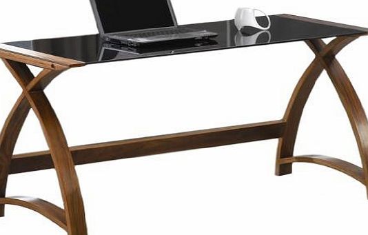 Jual Curve - Curved Walnut and Black Glass Laptop Desk