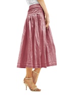 Julia Coccoand#39; Mauve Scalloped Edge Peasant Linen Skirt