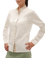 Julia Coccoand#39; White Button-front Long-sleeve Linen Blouse
