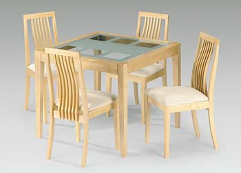 Aska Maple Square Dining Set with Glass Top