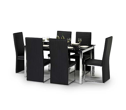 Tempo Rectangular Dining Set with Black Glass Top