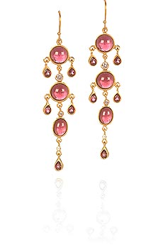 Garnet and gold dangle earrings