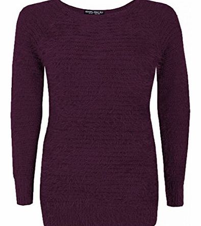 Juliets Kiss Womens Burgundy Eyelash Rib Jumper Ladies (6 - Black)