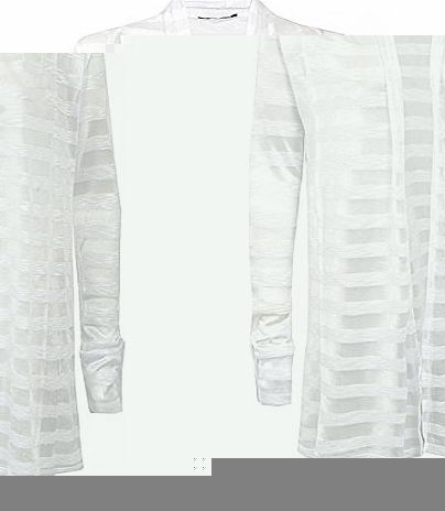 Juliets Kiss Womens Cream Sheer Striped Cardigan Ladies (14 - Black)