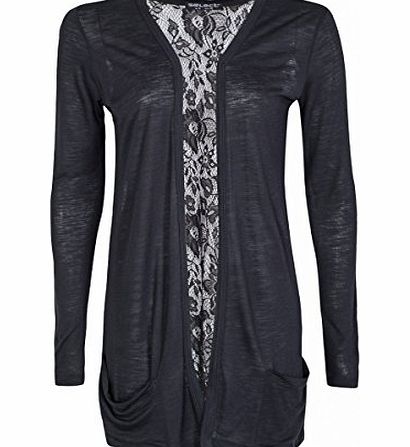 Juliets Kiss Womens New Lace Back Cardigan Ladies (10 - Black)