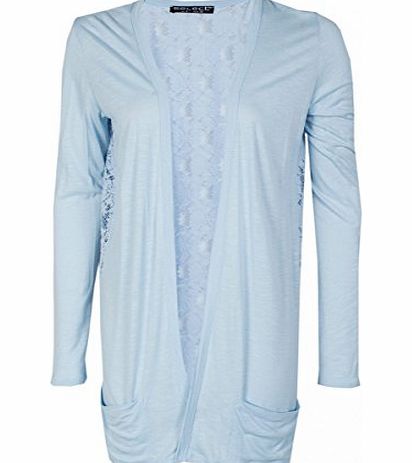 Juliets Kiss Womens Pale Blue Lace Back Cardigan Ladies (8 - Blue)