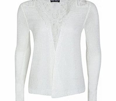 Juliets Kiss Womens White Crochet Back Slub Cardigan Ladies (10 - White)