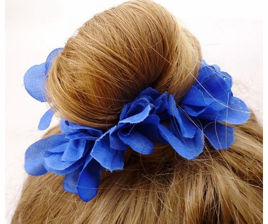 Julz Bun Garland Bridesmaid Wedding Bridal Hair Headband Flower First Communion (Pale Blue)