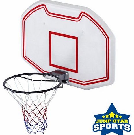 JumpStar Sports Heavy Duty Wall Mounted Indoor Outdoor Basketball Backboard Hoop Net Set