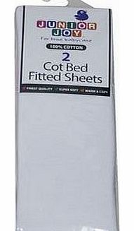 Junior Joy Cot Bed Cotton Fitted Sheet (Pack of 2, White)