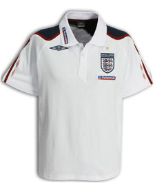 Junior sizes Umbro 08-09 England Polo shirt (white) - Kids