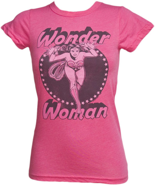 Hot Pink Ladies Wonder Woman T-Shirt from Junk Food
