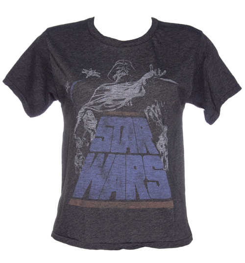 Ladies Black Wash Star Wars Slouchy T-Shirt from