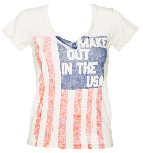 Ladies Make Out In The USA V-Neck T-Shirt from