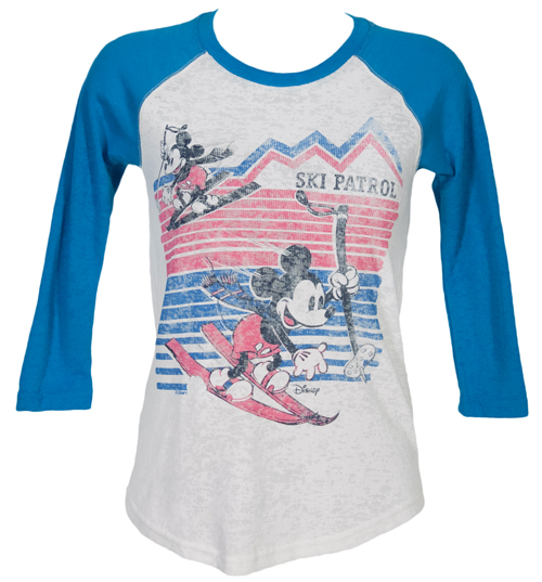 Ladies Mickey Mouse Ski Patrol Baseball T-Shirt