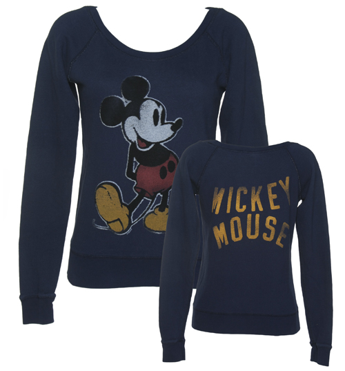 Ladies Premium Navy Mickey Mouse Front And Back