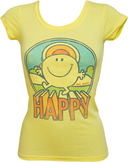 Ladies Retro Mr Happy T-Shirt from Junk Food