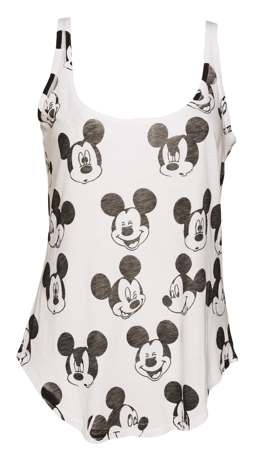 Ladies White Retro Mickey Mouse Pattern Vest